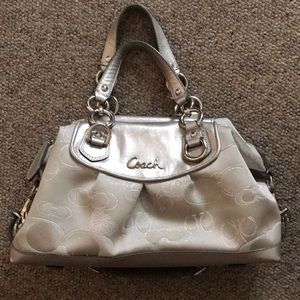 Coach small silver satchel handbag